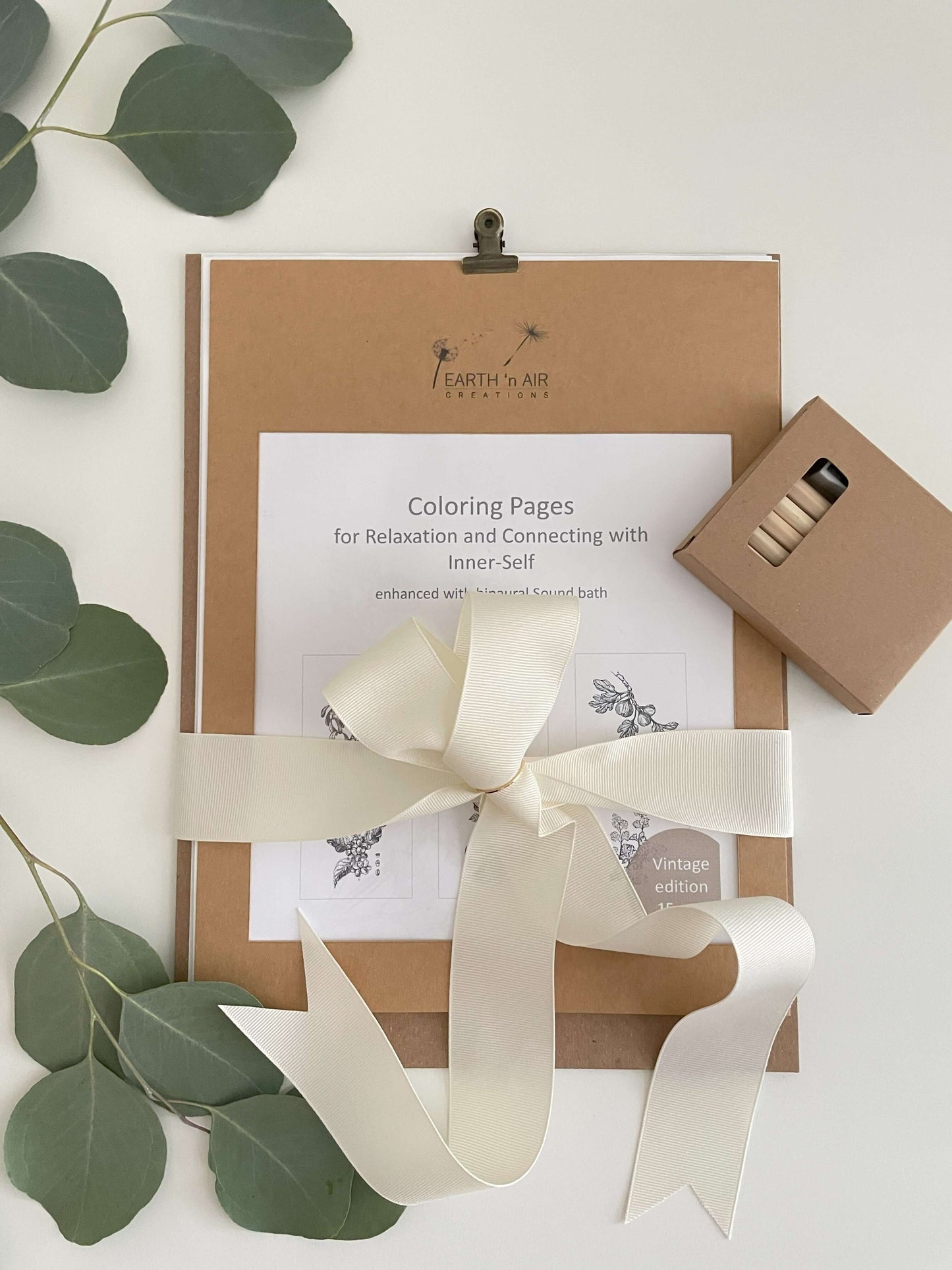 Digital and printable coloring pages featuring botanical illustrations and with sound bath enhancements