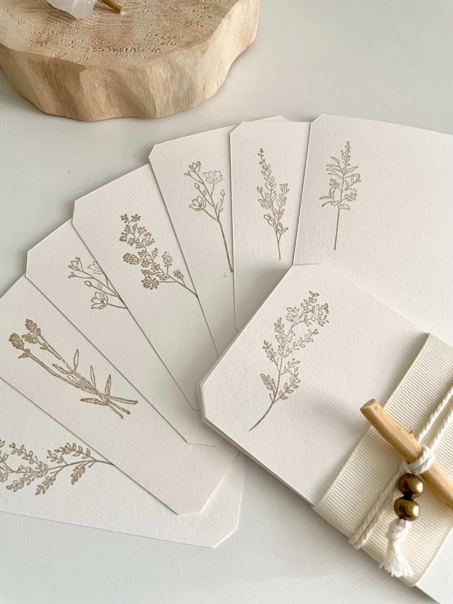 Handmade blank thick card with floral ink designs